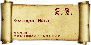Rozinger Nóra névjegykártya